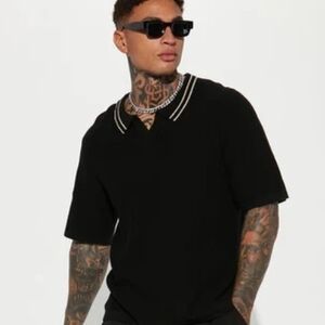 Fashion Nova Black Polo with White Trim